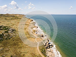 Aerial view of Generals' Beaches. Black Sea, Crimea.