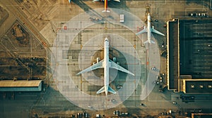 Aerial View of a Generic Airport with Jets