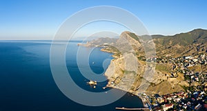 Aerial view of Genoese fortress in Sudak