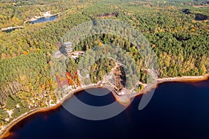 Aerial view of geo park in Leknica in western Poland photo