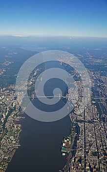 Aerial view of the George Washington Bridge between New York and New Jersey