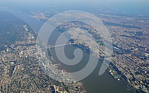 Aerial view of the George Washington Bridge between New York and New Jersey