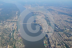 Aerial view of the George Washington Bridge between New York and New Jersey