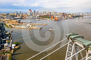 Aerial view of the George Washington Bridge at sunrise in Fort Lee, NJ