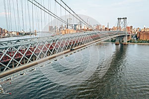 Aerial view of the George Washington Bridge at sunrise in Fort Lee, NJ