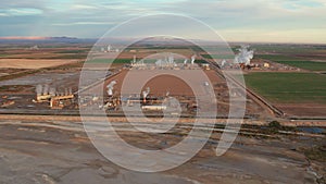 Aerial view of a geothermal power plant in Lithium Valley, California