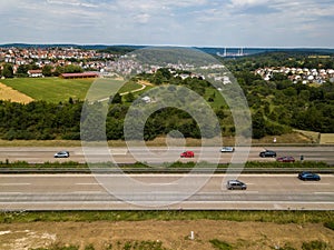 Aerial view of a German Autobahn