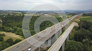 Aerial view of a German Autobahn with construction works