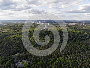 Aerial view of German forest Grunewald located in the western side of Berlin on the east side of the Havel.