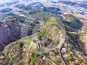 Aerial View of Geumseong Mountain Fortress, Damyang, Jeonnam, South Korea, Asia photo