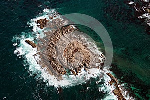 Aerial view of Geyser Rock, a small island next to Dyer Island