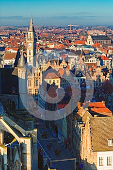 Aerial view of Ghent from Belfry, Belgium