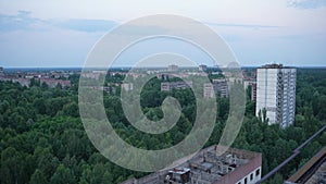 Aerial view of ghost town Pripyat at Chernobyl