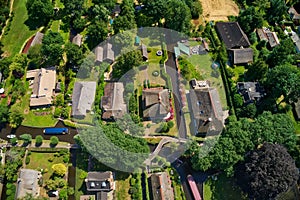 Aerial view of Giethoorn village in the Netherlands