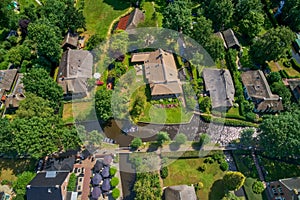 Aerial view of Giethoorn village in the Netherlands