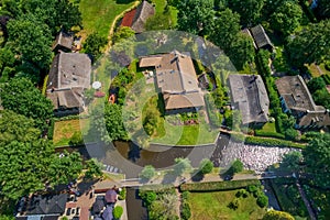 Aerial view of Giethoorn village in the Netherlands