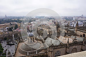 Aerial view from Giralda of Seville Cathedral, Spain