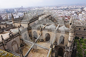 Aerial view from Giralda of Seville Cathedral, Spain