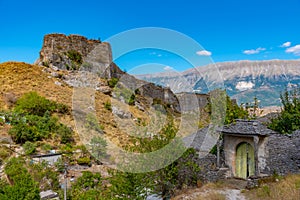 Aerial view of Gjirokaster castle in Albania