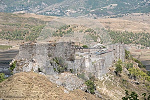 Aerial view of Gjirokaster castle in Albania