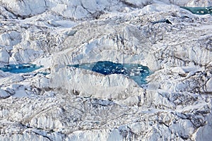 Aerial view of glacier in the Arctic