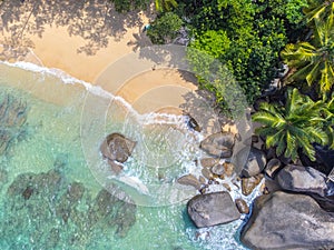Aerial view of Glacis Beach in Mahe island