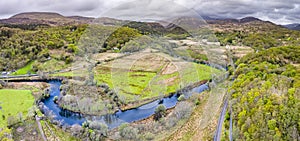 Aerial view of the Glaslyn River in spring - Snowdonia National Park - Wales