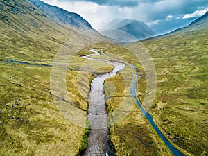 Aerial view of Glen Etive