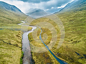 Aerial view of Glen Etive