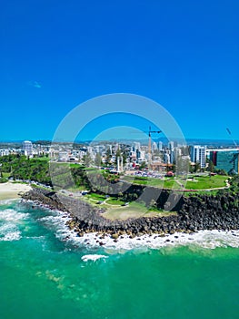 Aerial view of the Gold Coast against the background of the blue sky. Queensland, Australia.