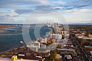 Aerial view of Gold Coast shoreline