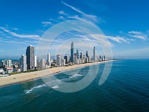 Aerial view of Gold Coast at sunrise, Queensland, Australia