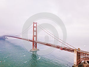 Aerial view of the Golden Gate bridge in San Francisco