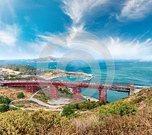 Aerial view of Golden Gate Bridge, San Francisco - California