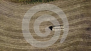 Aerial view of golden wheat field.