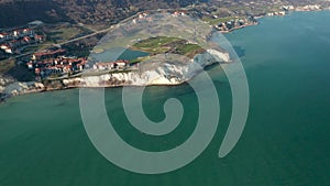 Aerial view of golf and beach resort