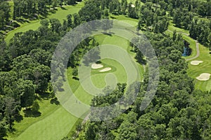 Aerial view of a golf course