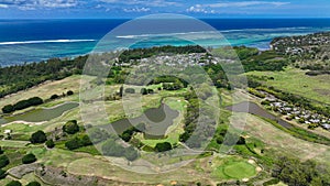 Aerial View of Golf Course Near the Ocean