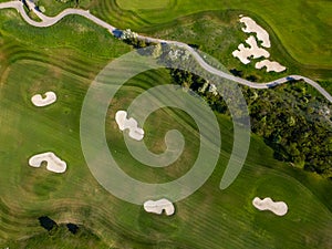 Aerial View of Golf Course by the sea