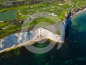 Aerial View of Golf Course by the Sea