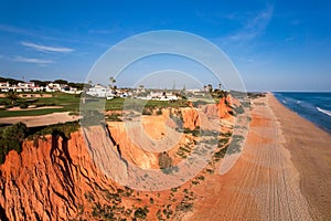 Aerial view of golf courses at Vale de Lobo, Algarve, Portugal