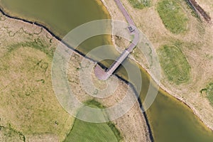 aerial view of golf field
