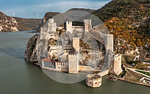Aerial view of Golubac Fortress