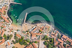 Aerial view of Goree Island. GorÃ©e. Dakar, Senegal. Africa. Photo made by drone from above. UNESCO World Heritage Site