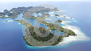 Aerial view of gorgeous Limestone Islands in Raja Ampat