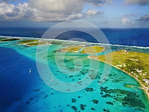 Aerial view of gorgeous tropical anchorage in the pacific photo