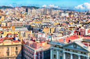 Aerial view of the Gothic Quarter, Barcelona, Catalonia, Spain