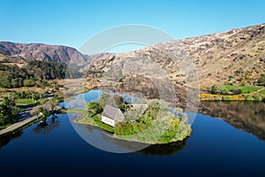 Aerial view of Gougane Barra National Park in County Cork, Ireland