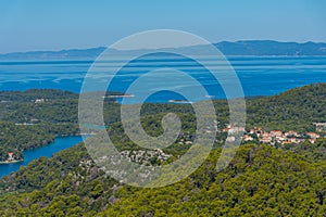 Aerial view of Govedari village at Mljet national park in Croatia