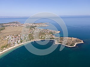 Aerial view of Gradina Beach near town of Sozopol, Bulgaria